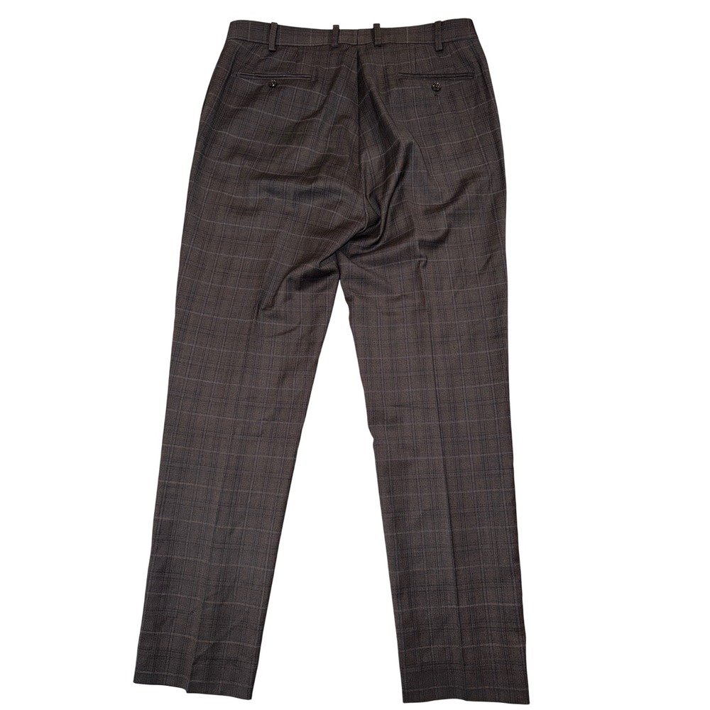 Calvin Klein X Slim Fit Mens Brown Plaid 2 Piece Wool Blend Suit 42L 34W 32L - Picture 5 of 11